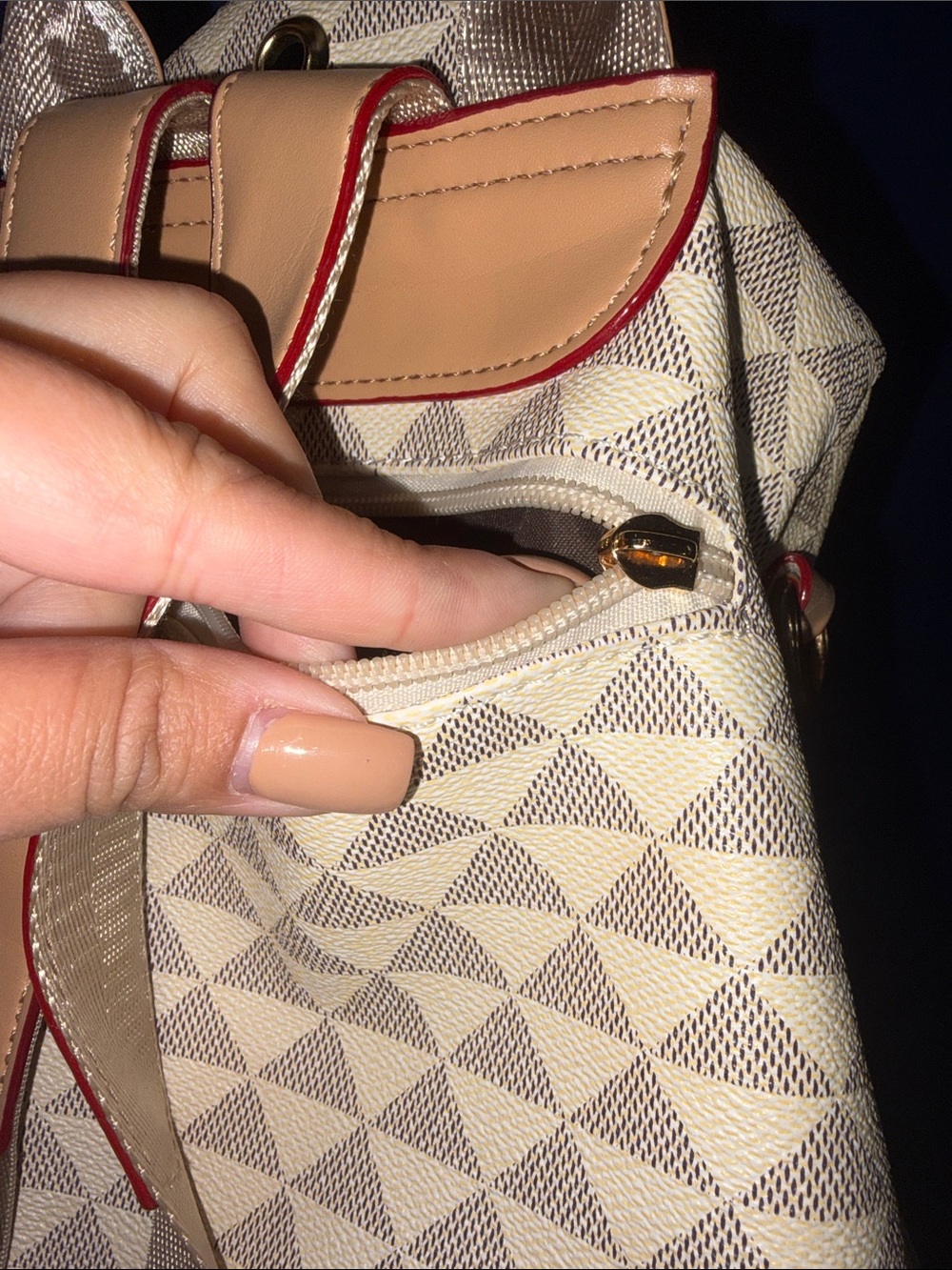Geometric Print Cream Backpack - Picture 13 of 17